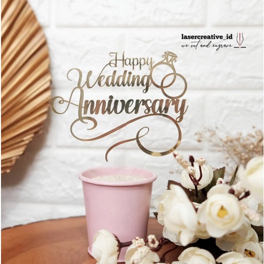 Cake Topper Acrylic Anniversary size 16x20cm (size L)