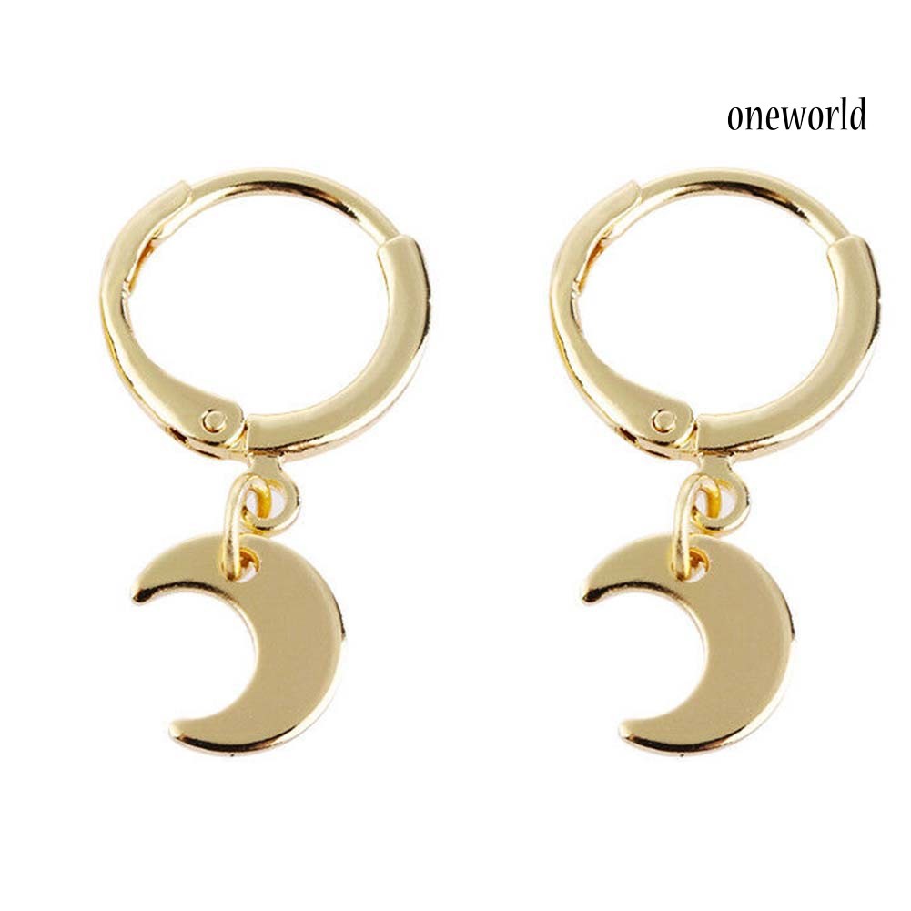 OW@ Exquisite Meniscus Pendant Loop Earrings Dangle Women Jewelry Charm Gift Decor