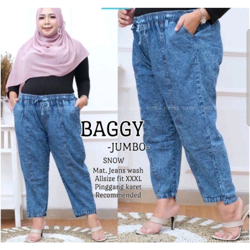 Celana Baggy Boyfriend Wanita/Celana Jeans Snow Wanita Uk.Standar XL Dan Jumbo XXL / Estimasi BB 50Kg -100Kg