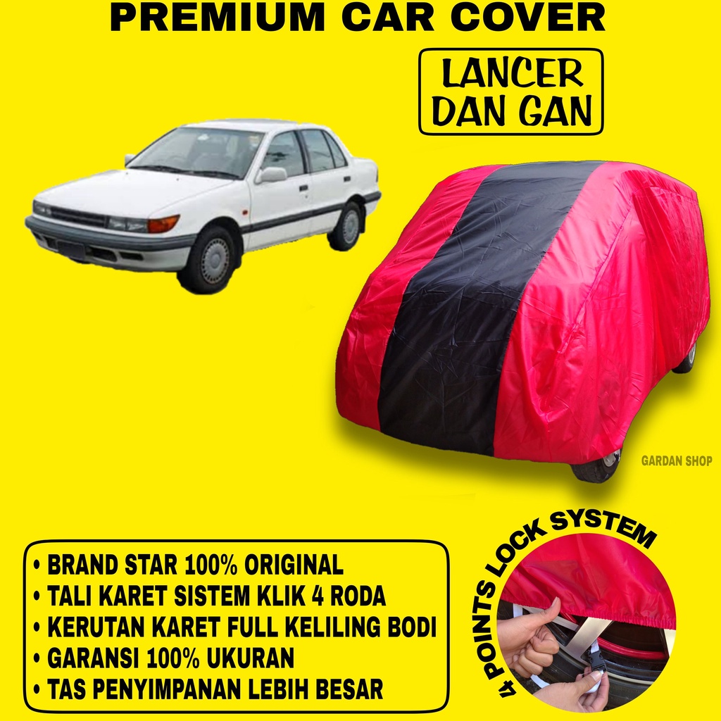 Body Cover LANCER DAN GAN MERAH HITAM Penutup Bodi Mobil Lancer Dan Gan Waterproof PREMIUM