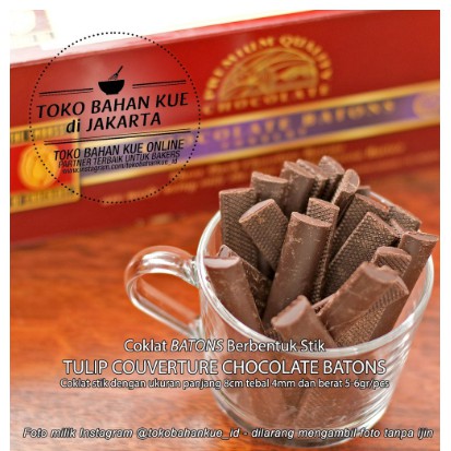 

DNA 2315 Chocolate Couverture Batons Coklat Sticks Tulip EOC 52% COCOA 100 gr &&