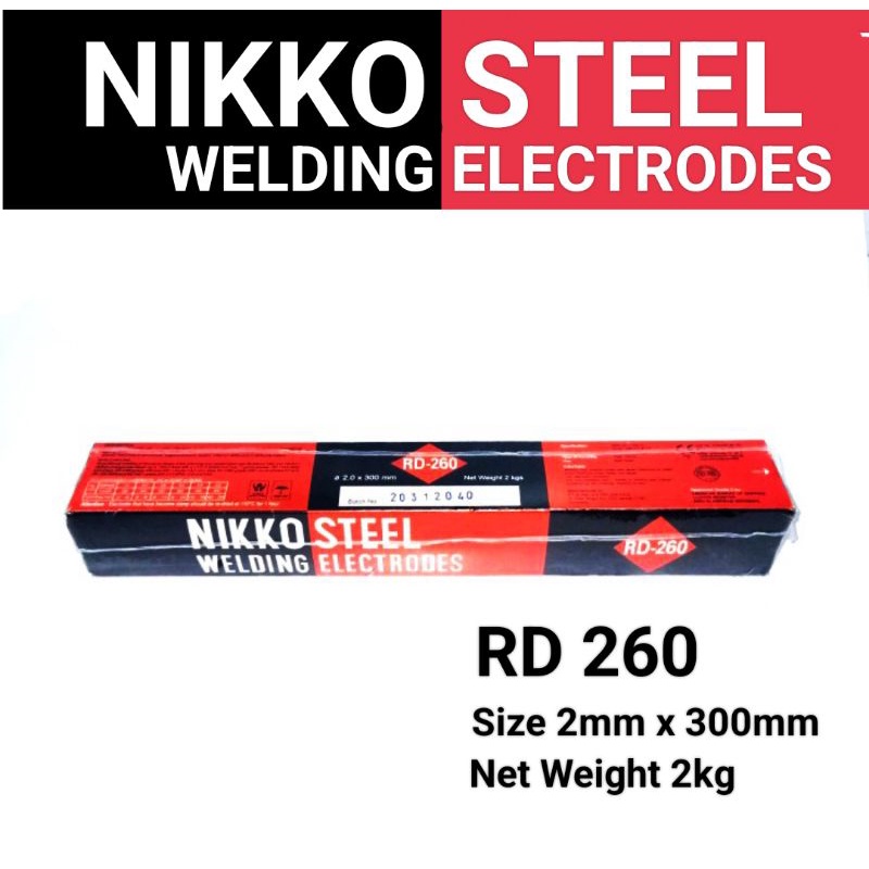 Kawat Las Listrik Welding Electrodes Nikko Steel RD 260 Size 2mmx300mm isi 2kg