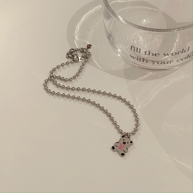 Bear Titanium Steel Necklace Accessories Pendants All-match Clavicle Chain Personality