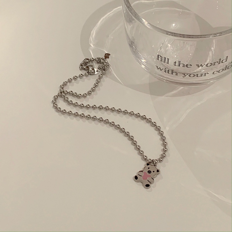 Bear Titanium Steel Necklace Accessories Pendants All-match Clavicle Chain Personality