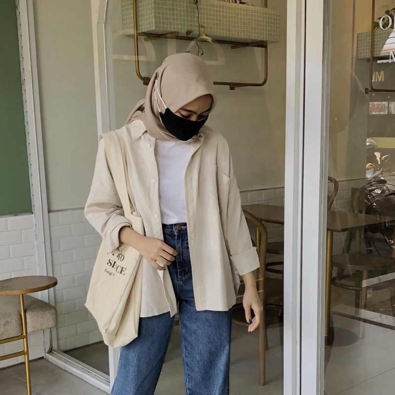 Kemeja Linen-Oversized Shirt-Kemeja Oversize Linen Wanita Lengan PAnjang