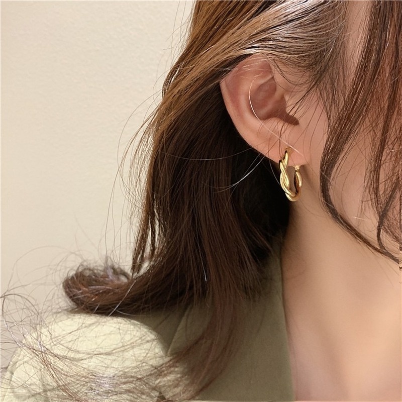 We Flower Korean Geometric Twisted Hoop Earrings for Women Chic Fashion Ear Jewelry