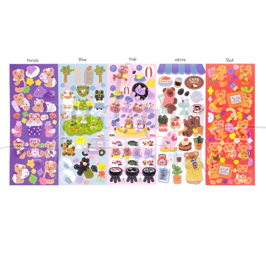 Stiker Panjang Fluffy Bear Stiker Motif Beruang DIY Scrapbook GH 303030