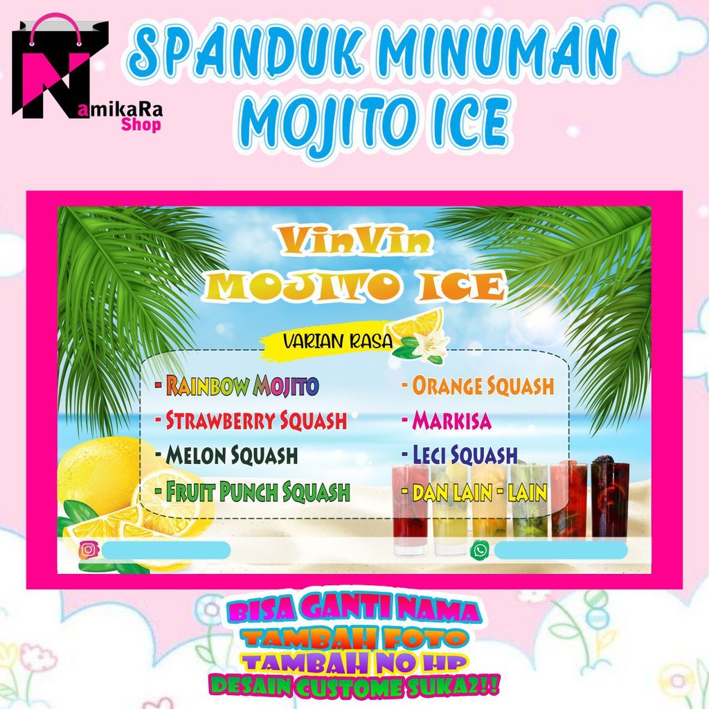 Banner Spanduk Backdrop Minuman Mojito/Banner Minuman Mojito Squash / Bisa COD