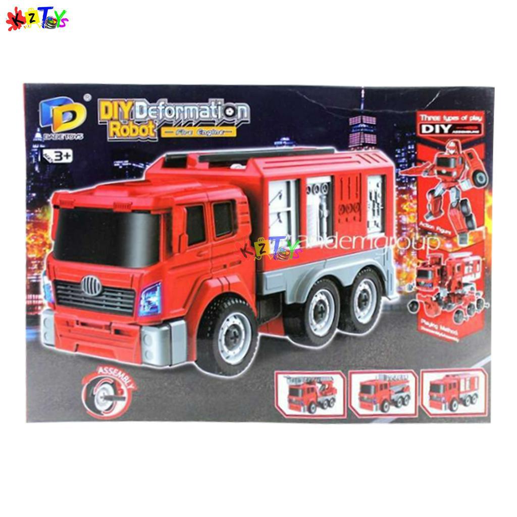 DIY DEFORMATION ROBOT MOBIL TRUCK PEMADAM MECHA FIRE TRUCK DIY CONSTRUCTION BONGKAR PASANG