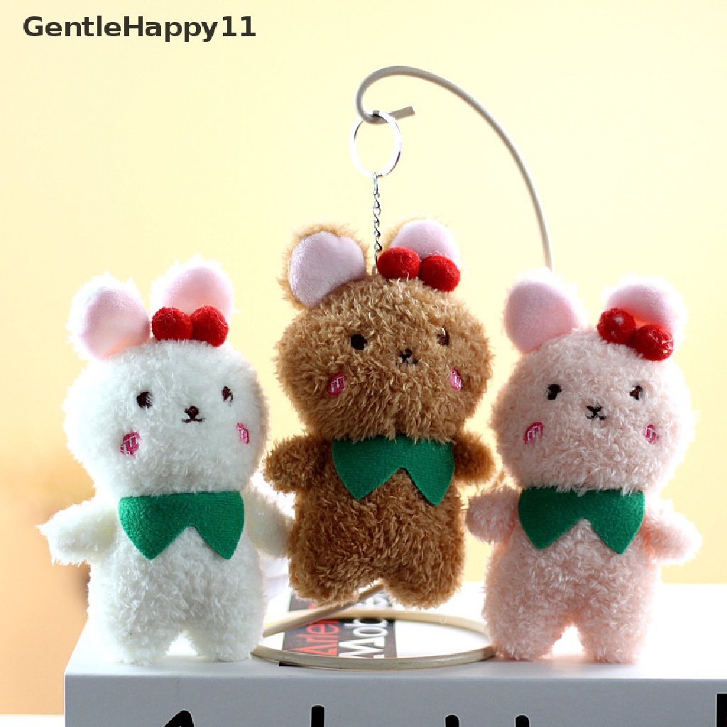 Gentlehappy Cute Plush Cherry Bear Rabbit Mainan Mewah Gadis Ransel Liontin Gantungan Kunci id