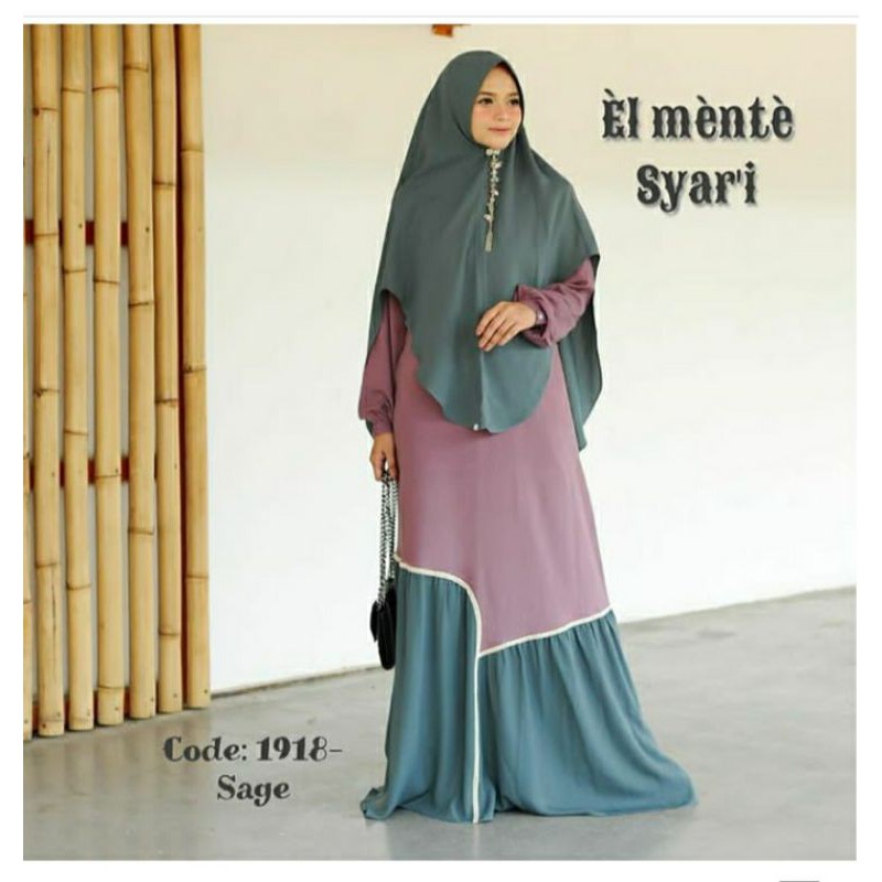 gamis polos remaja kombinasi by elements syar'i | gamis murah modern