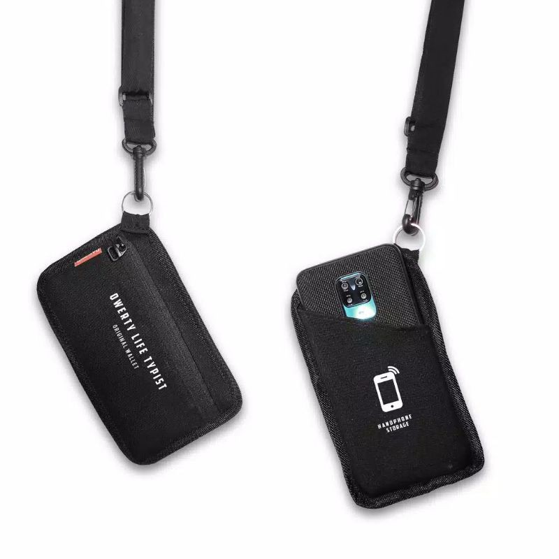 Dompet HP Gantung Hitam Hanging Wallet Qwerty