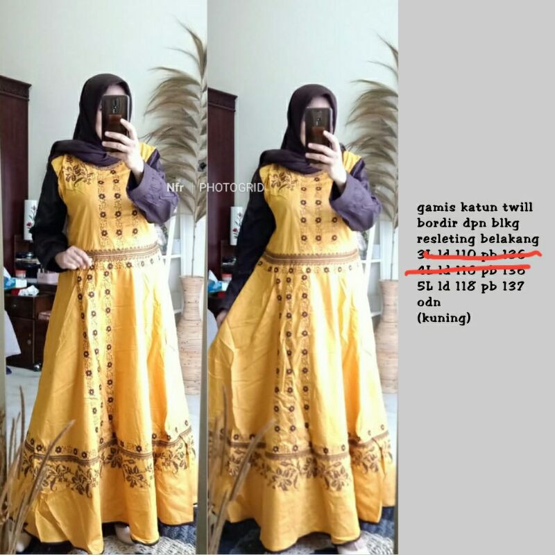 Gamis katun bordir marsya jumbo