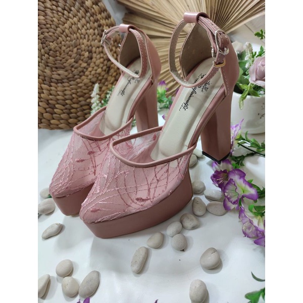 sepatu rafaizoutfit Lidya dusty pink tinggi 12cm