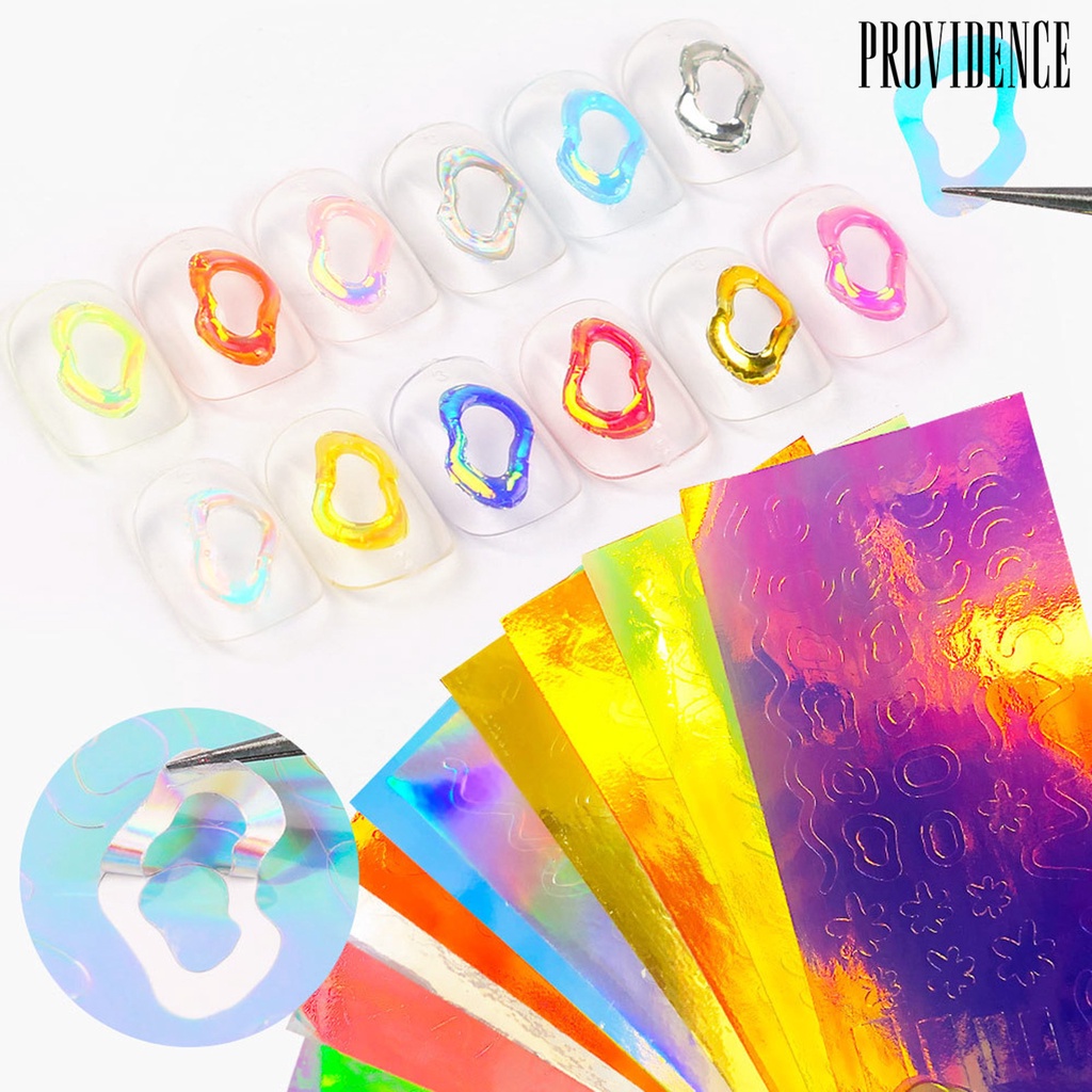 Providence 16pcs / Set Stiker Kuku Motif Aurora Warna-Warni Untuk Nail Art / Manicure Wanita