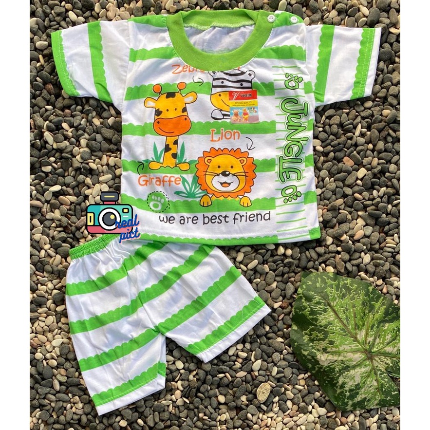 stelan BAJU BAYI MURAH LUCU JUNGLE SETELAN 3-18 BULAN (PD 026)