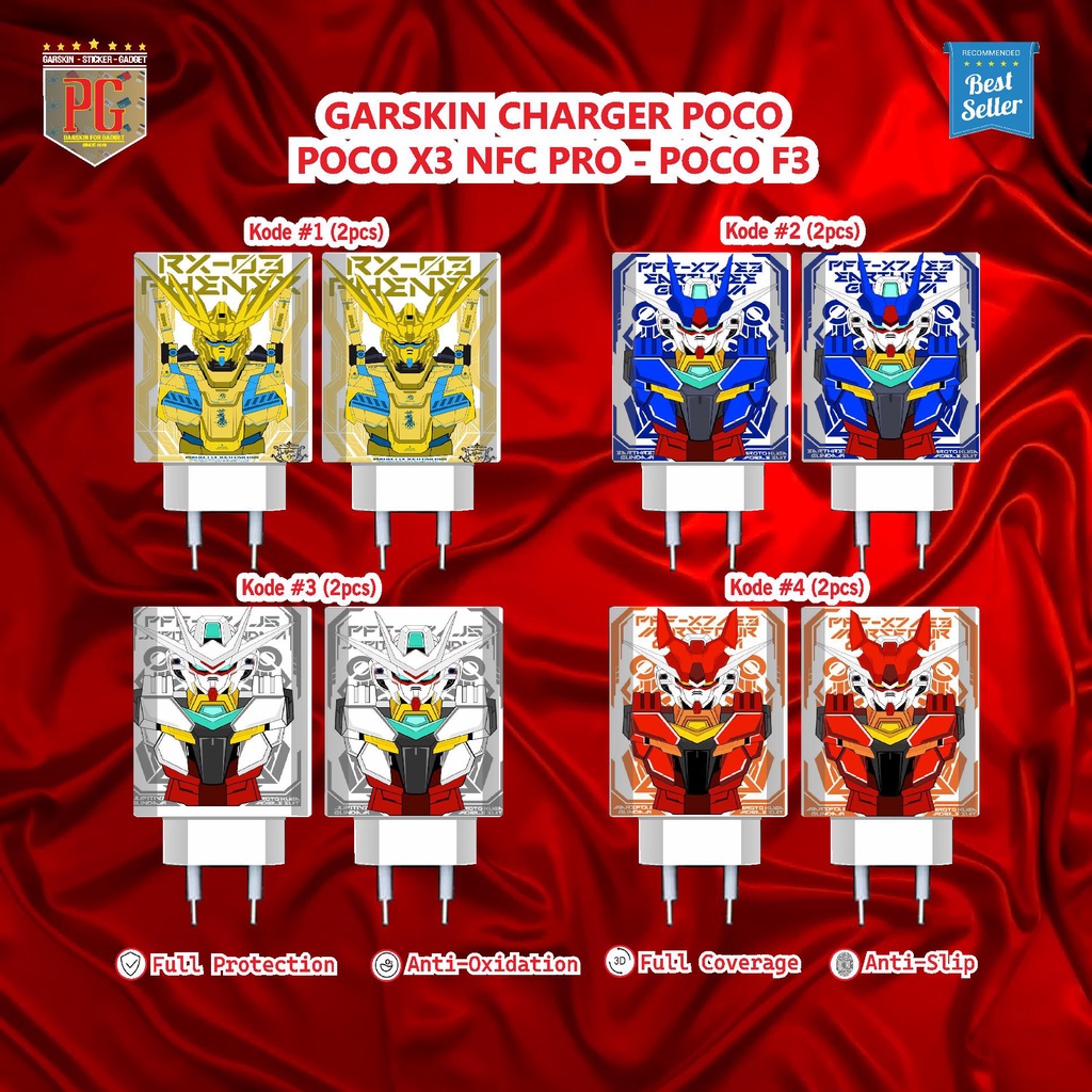 Garskin Charger POCO X3 POCO F3 Sticker Motif Gundam(Isi 2pcs)