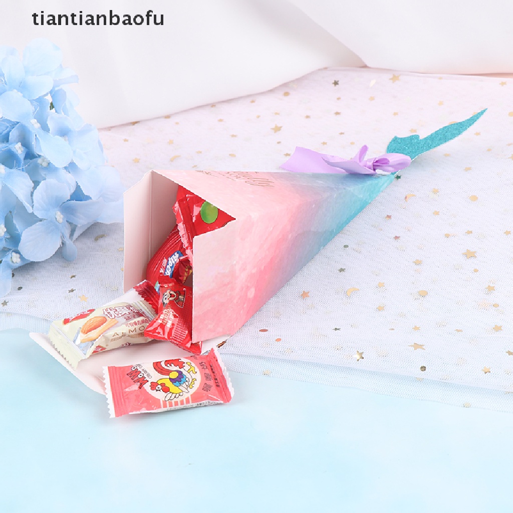 10 Pcs Kotak Permen Bentuk Ekor Mermaid Warna-Warni Untuk Hadiah Pernikahan