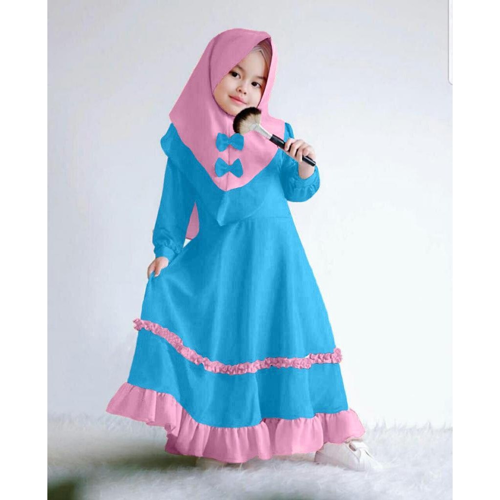 A10 Gamis narnia, Bahan balotely panjang 82 ld 82 bergo ada busa di dalamnya Muat 5-8thn