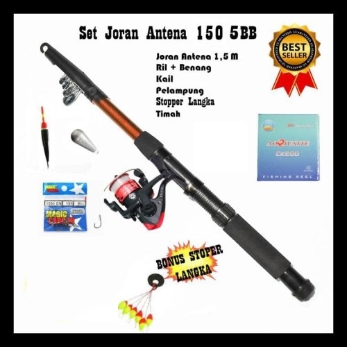 TERLARIS SET ALAT PANCING LENGKAP TERMURAH DENGAN JORAN ANTENA TERBAIK KOMPLIT KEKUATAN 5KG- Set jor