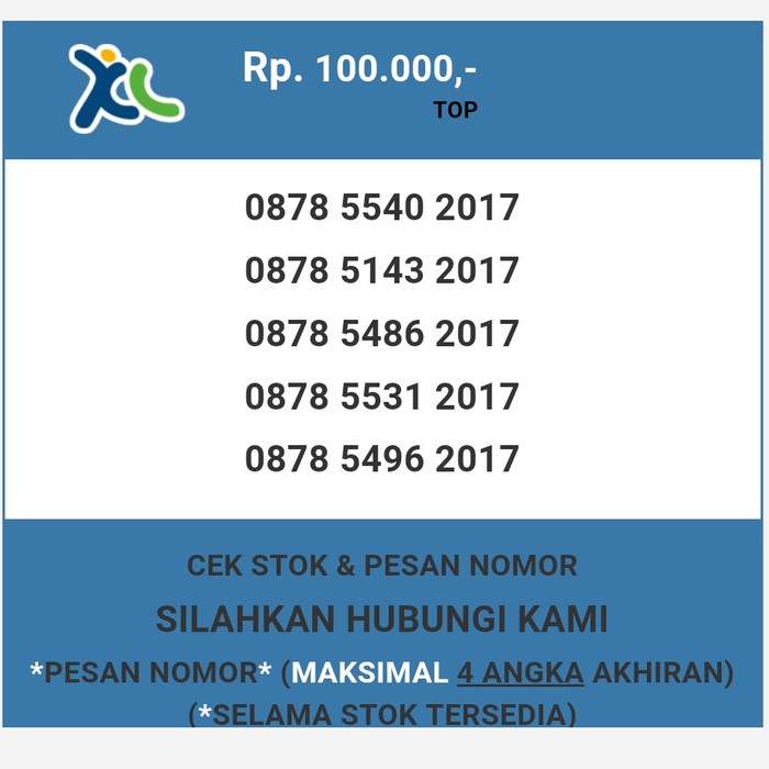 Nomor cantik XL murah tahun lahir 2017 XL dan AXIS T5888-100