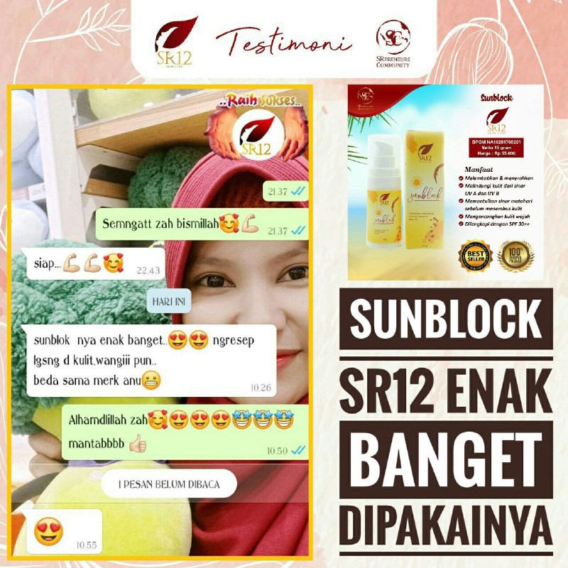 SR12 HERBAL SKINCARE  SUNBLOCK / SUNBLOCK SPF 30++ / SUN BLOCK WAJAH BPOM