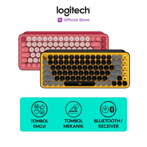 Logitech POP Keys Keyboard Wireless Mechanical Compact, Emoji Keys