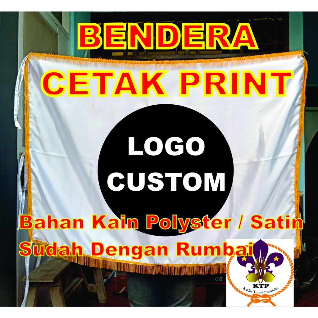 Custom Bendera Print Pataka Panji Vandel Ruangan Ruang Rumbai Kain Polyster Satin