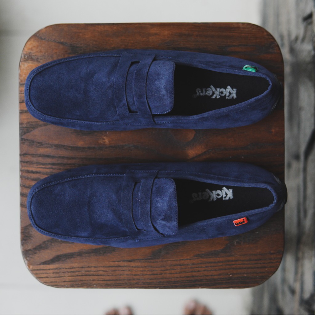 MS SHOP - CUCI GUDANG!! Shoes Kickers Jevlin Moccasin Suede Navy Sepatu Slip On Pria Selop Simple