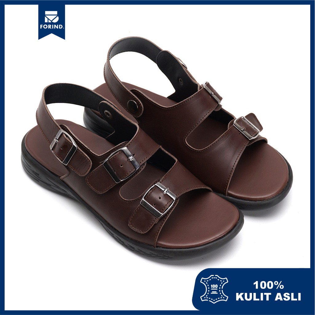 Mozza 02 Brown | Sendal Slide Kulit Original Santai Kasual Pria Ori Sandal Footwear | FORIND Greata