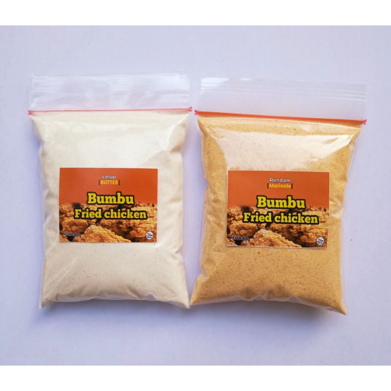 

Bumbu fried chicken satu pasang bumbu marinasi/rendam dan bumbu celup 120 gram