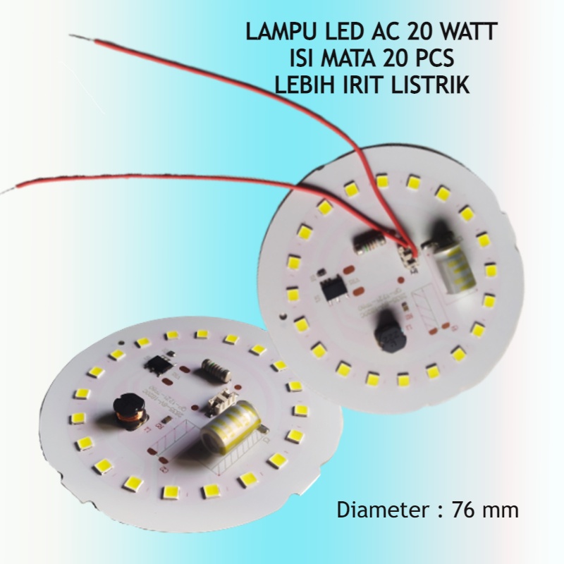 Papan mesin lampu pcb tanpa driver mata led AC 20 watt 6 volt 20 mata/chip listrik terang cahaya put