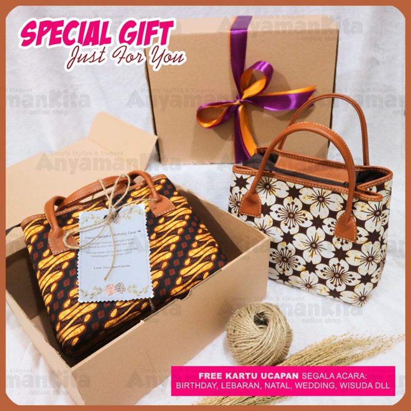 Hampers Souvenir Handbag Webe Batik/ Gift Birthday/ Ulang Tahun / Kado Wisuda/ Graduation/ Anniversary/ Sertijab/ Lebaran/ Idul Fitri