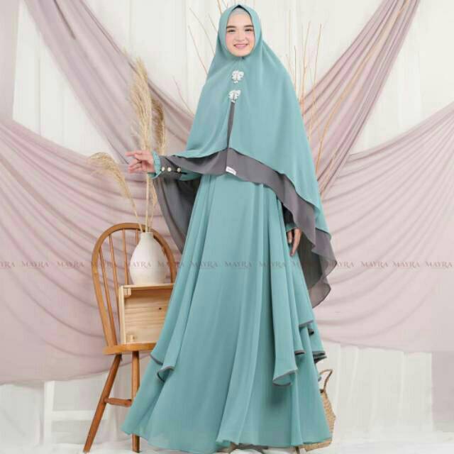Gamis Syari Ceruty Mix Renda Depan dan Tangan | Gamis Syari Busui | Gamis Set Khimar Terbaru-3