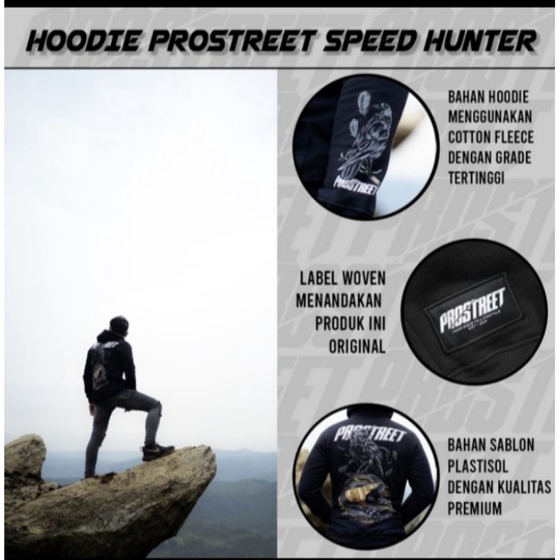 HOODIE | PROSTREET | SPEED HUNTER | BLACK | NEW |  ORIGINAL