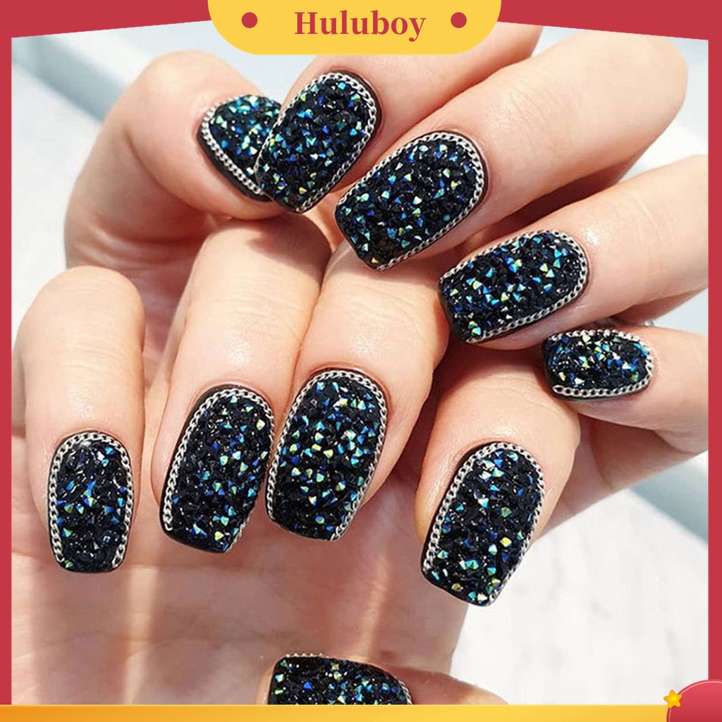 Huluboy Huluboy♡ 12pcs / Set Ornamen Rantai Berlian Imitasi 3D Bahan Metal Untuk Dekorasi Kuku Wanita