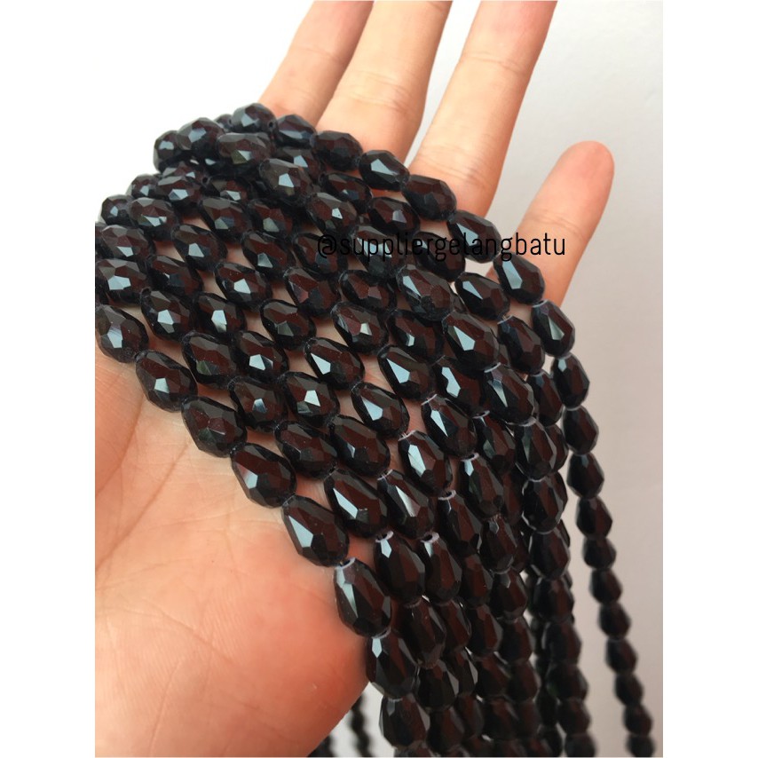 kristal Tetes ceko 13mm x 8mm BLACK DOPP beads crystal acrillic hitam aksesoris craft luxury fashion