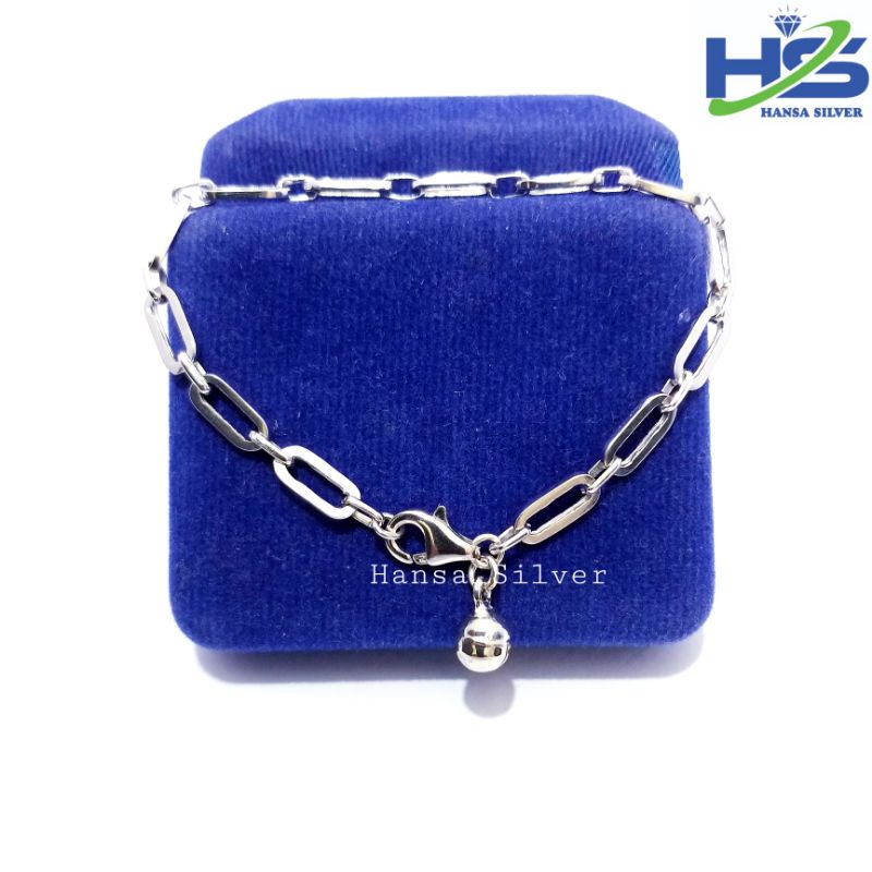 Gelang Perak Asli Silver 925 Lapis Emas Putih Model Rantai Catena - Gelang Anti Karat