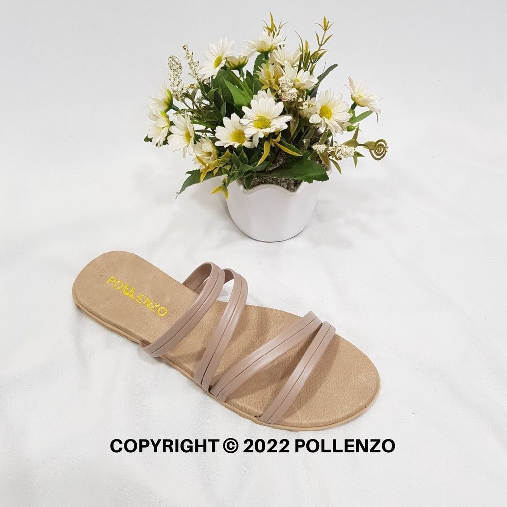 Pollenzo - Sandal Flat Teplek Wanita Lia-089-MOCCA