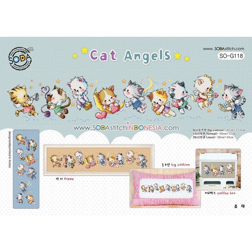 Paket DIY Craft Sulam Kristik Strimin Sodastitch SO-G118 - Cat Angels Kucing Kitten