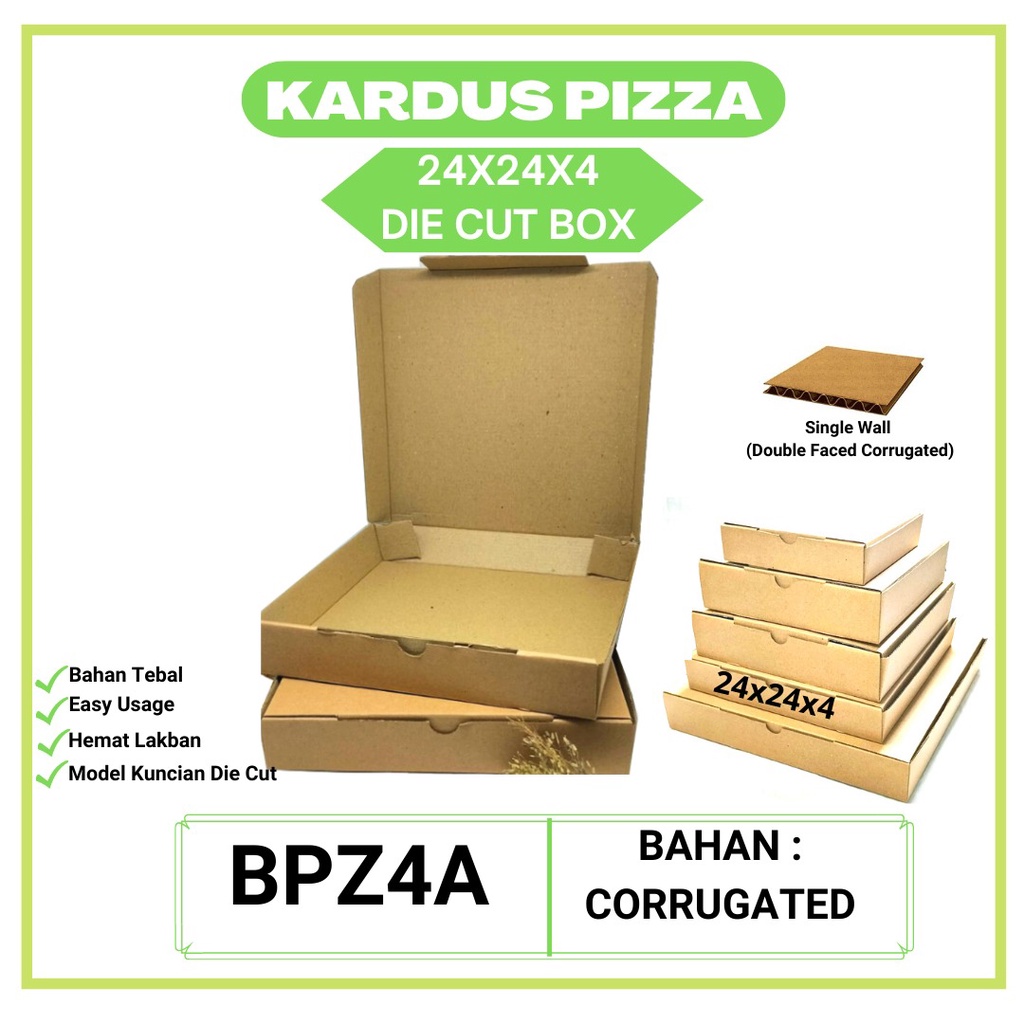 Kardus Pizza 24X24X4 Die Cut E-flute (BPZ4A-Corrugated)