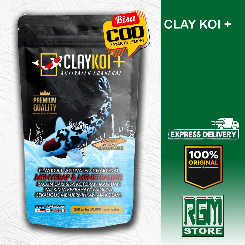 Claykoi Clay koi Hitam 250gr Plus Activated Charcoal Penjernih air kolam ikan