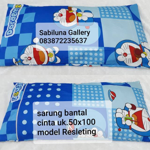 Sarung Bantal  cinta 3d  uk 50x100 Doaemon katun 3d  