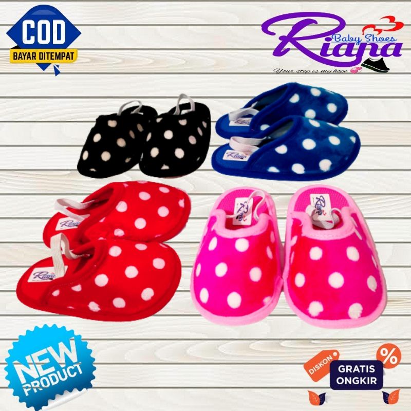 Sandal Slop bayi BAPAU polkadot polos murah terbaru usia 6-18 Bulan