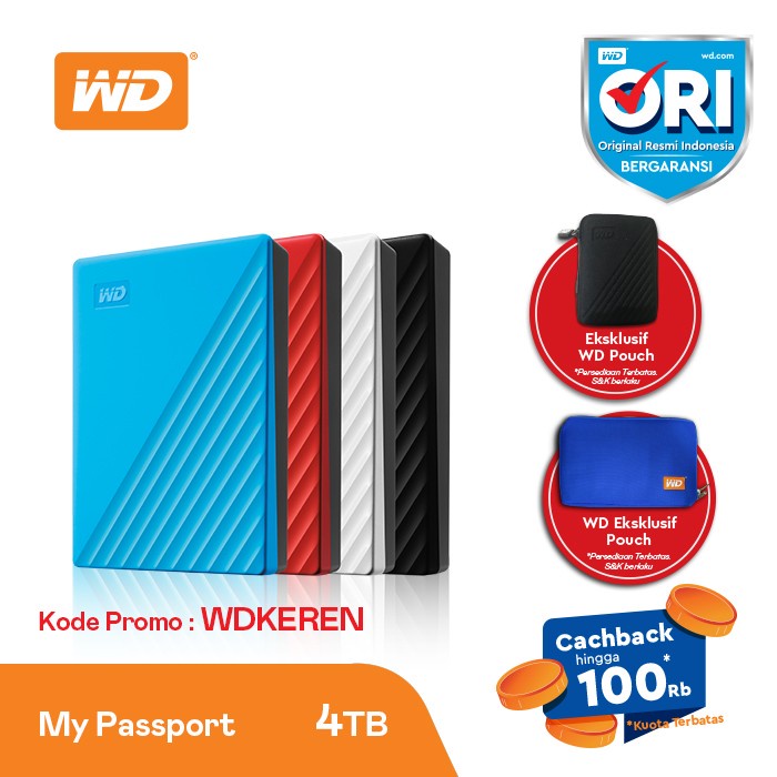 Hardisk Portable 4TB WD Passport - Black