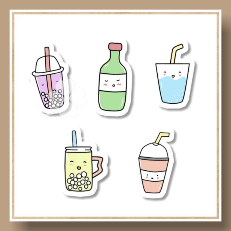 

jiastore__ Sticker Lucu Minuman Drink / Sticker Aesthetic Tumblr / Stiker Glossy