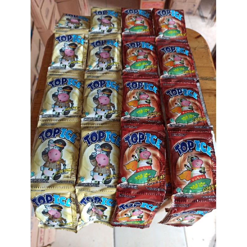 

Top Ice Minuman Instant Rasa Susu Vanilla Dan Coklat Renceng Isi 10 Pcs