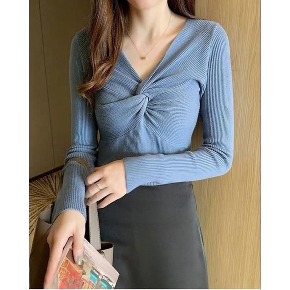 WSE390 - Blouse Blus Rajut Lucky Bahan Lembut Lentur Melar PREMIUM QUALITY