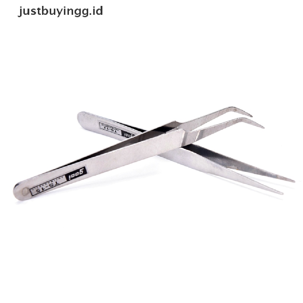 2pcs Pinset Pick Bulu Mata Bahan Stainless Steel Untuk Nail Art