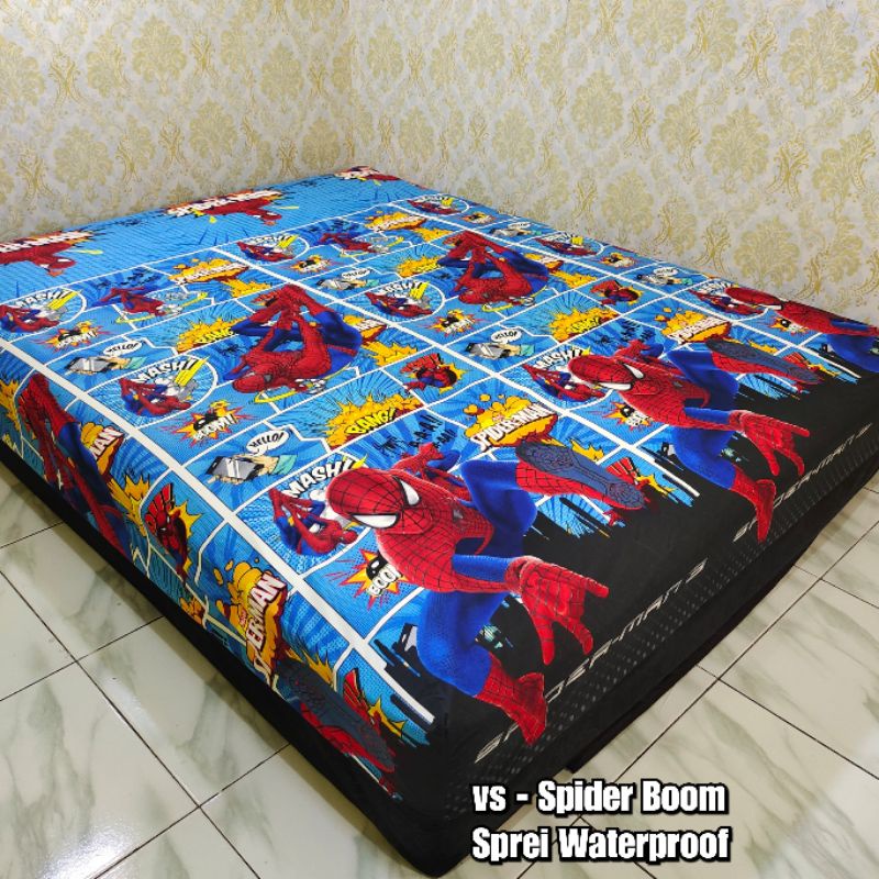 SPREI WATERPROOF MOTIF SPREI ANTI OMPOL 120 160 180 200-WP Spiderman
